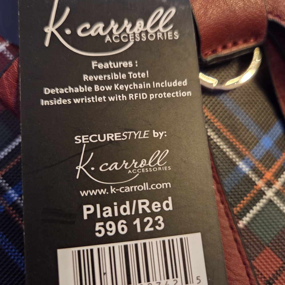 K. Carroll Plaid Reversible Tote Bag with Bow And Small Pouch - Picture 8 of 11